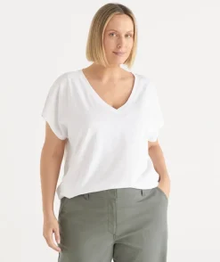 Sussan Tops|T-Shirts>AC SLUB V NECK T-SHIRT
