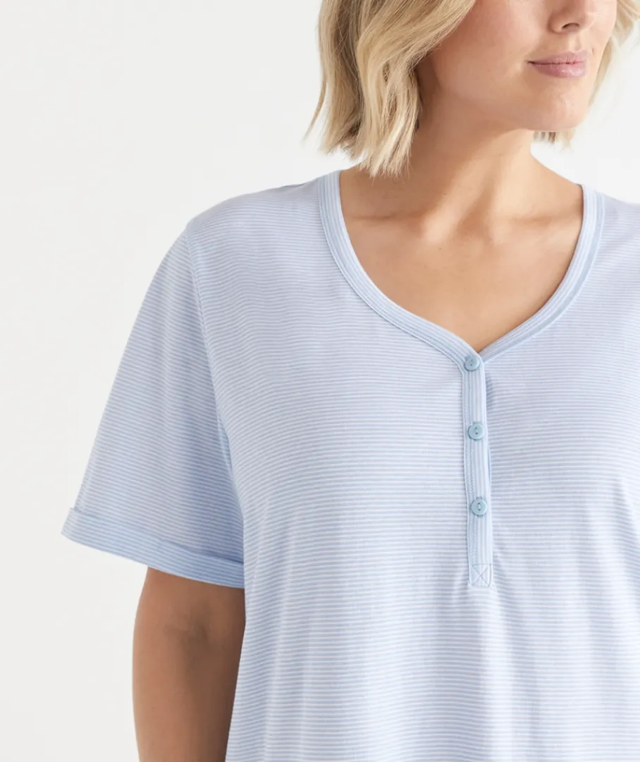 Sussan Nighties>AC STRIPE CURVED HEM NIGHT