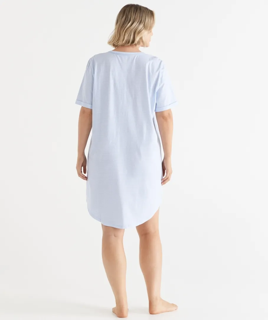 Sussan Nighties>AC STRIPE CURVED HEM NIGHT
