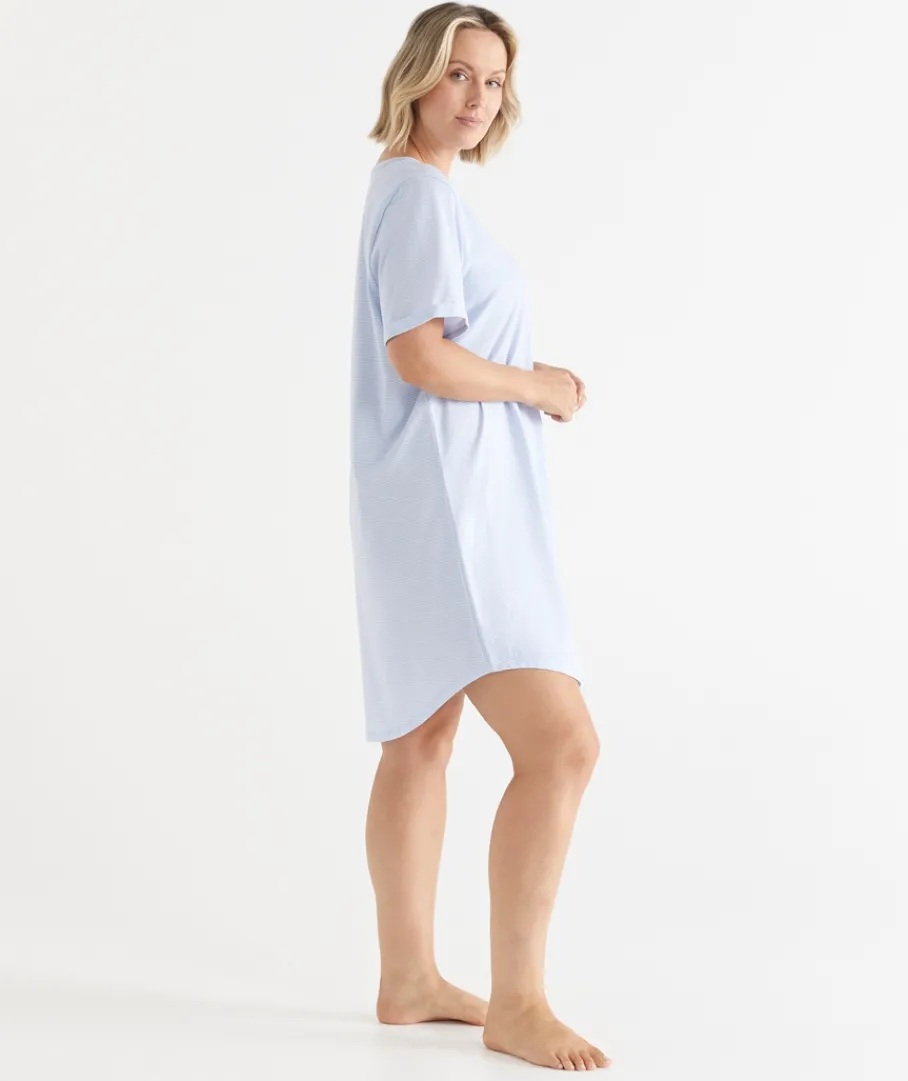 Sussan Nighties>AC STRIPE CURVED HEM NIGHT