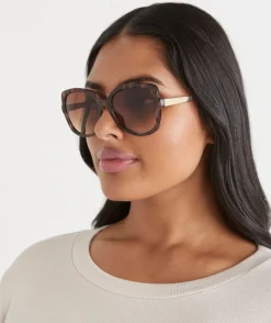 Sussan Sunglasses>Alessandria Dark Tort Oversized Sunglasses