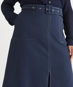 Sussan Skirts>Belted A-Line Midi Skirt