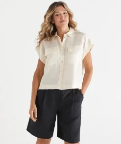 Sussan Tops|Shirts & Blouses>Boxy Fit Short Sleeve Shirt