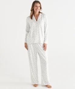 Sussan Pyjama Sets>Brushed Pointelle Floral Ditsy Pyjama Set