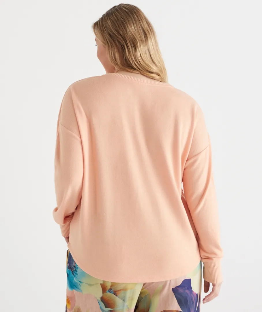 Women Sussan Women's Pyjama Tops>Brushed V Neck Long Sleeve Pyjama Top