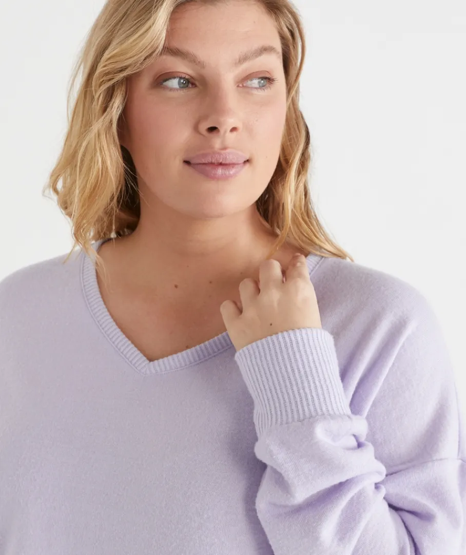 Women Sussan Women's Pyjama Tops>Brushed V Neck Long Sleeve Pyjama Top