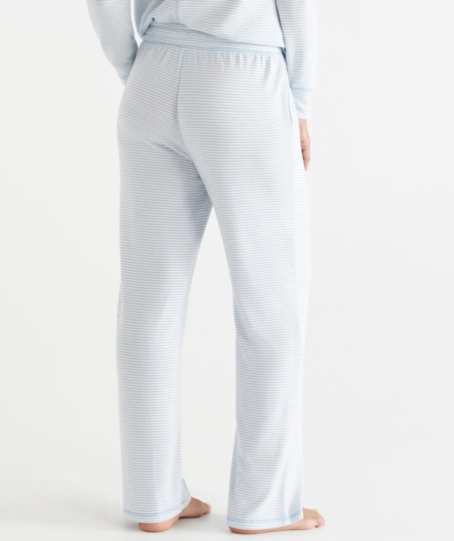 Sussan Pyjama Bottoms>Brushed Wide Leg Stripe Pyjama Pant - Blue