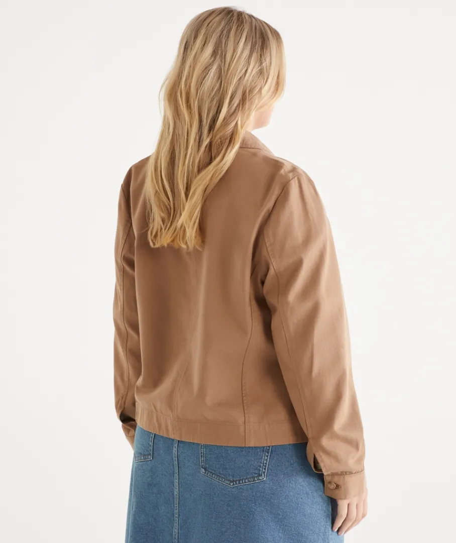 Sussan Jackets & Coats|Shackets>Button Up Collared Denim Jacket