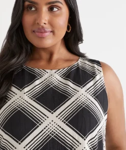 Sussan Dresses>Check Print Column Dress