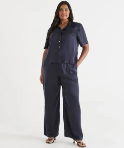 Sussan Tops|Matching Sets>Cupro Short Sleeve Shirt
