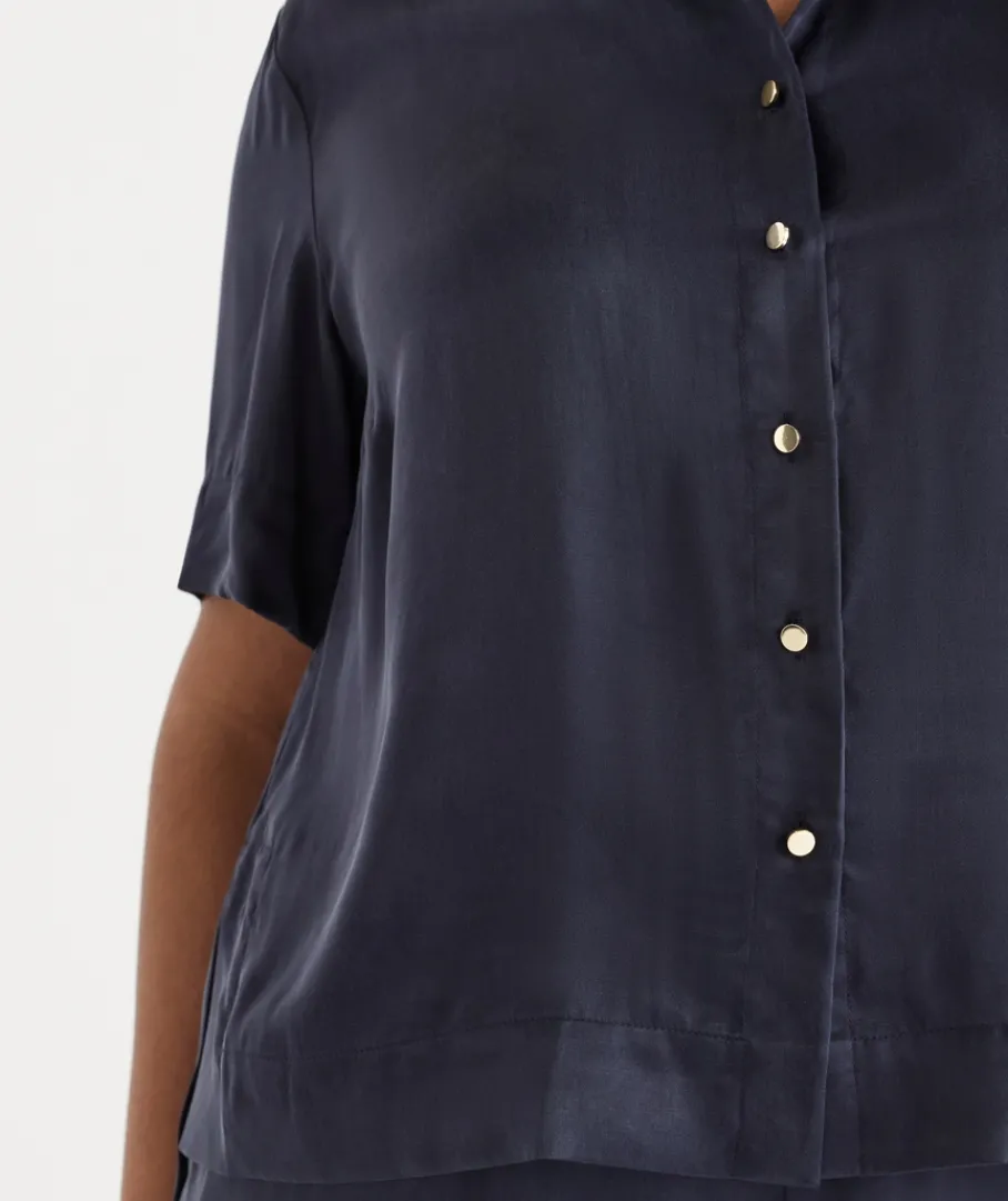 Sussan Tops|Matching Sets>Cupro Short Sleeve Shirt