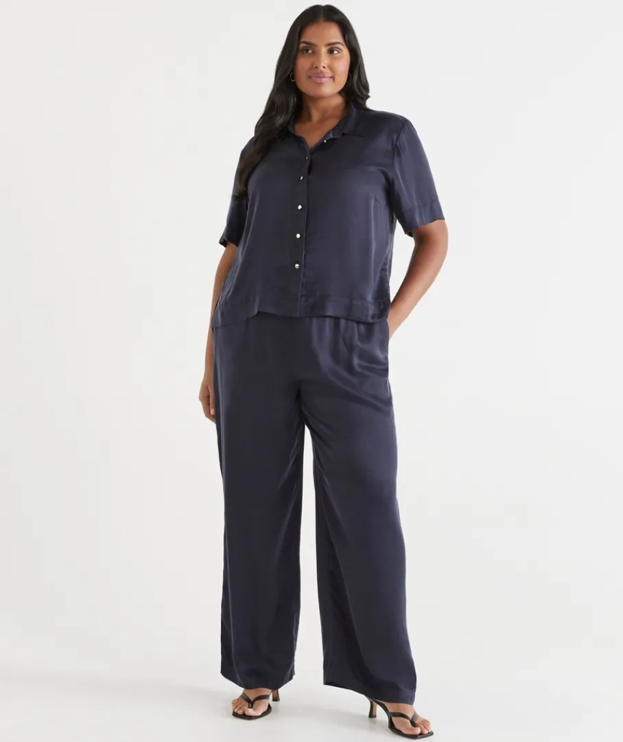 Sussan Tops|Matching Sets>Cupro Short Sleeve Shirt