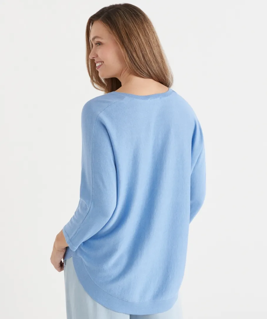Sussan Knitwear|Tops>Curved Hem V Neck Jumper
