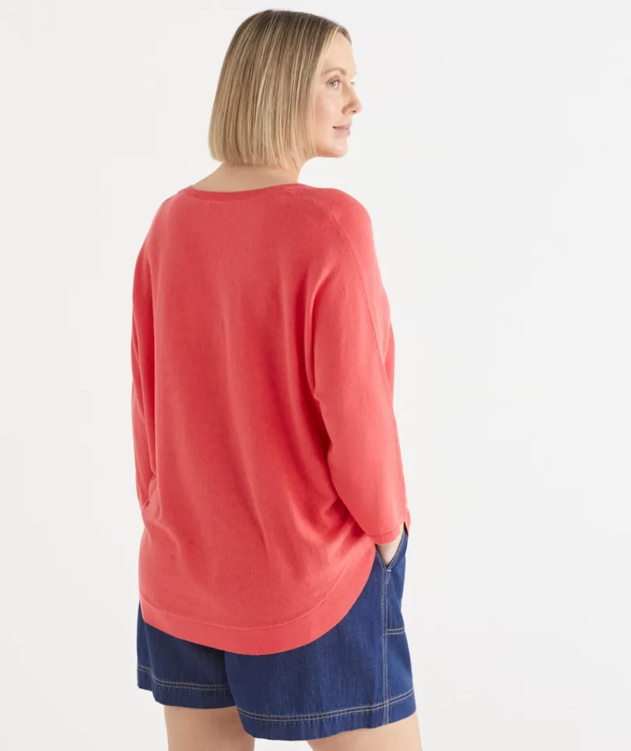 Sussan Knitwear|Tops>Curved Hem V Neck Jumper