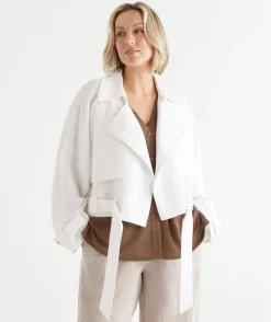 Sussan Jackets & Coats|Jackets>Draped Cropped Trench Jacket