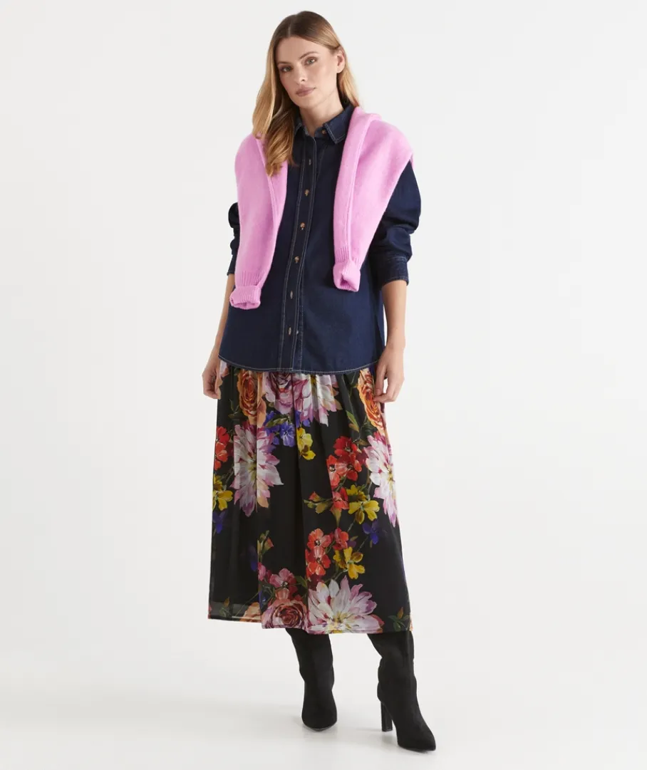 Sussan Skirts>Floral Bloom Gathered Midi Skirt