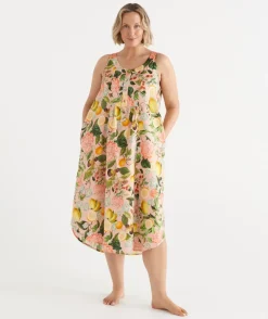 Sussan Nighties>Floral Botanical Orchard Sleeveless Nightie