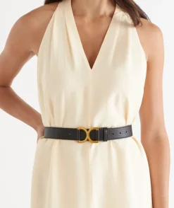 Sussan Belts>Gold Detail Buckle Leather Belt