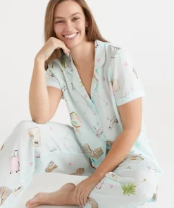 Sussan Pyjama Sets>Jetsetter Travel Short Sleeve Novelty Pyjama Set