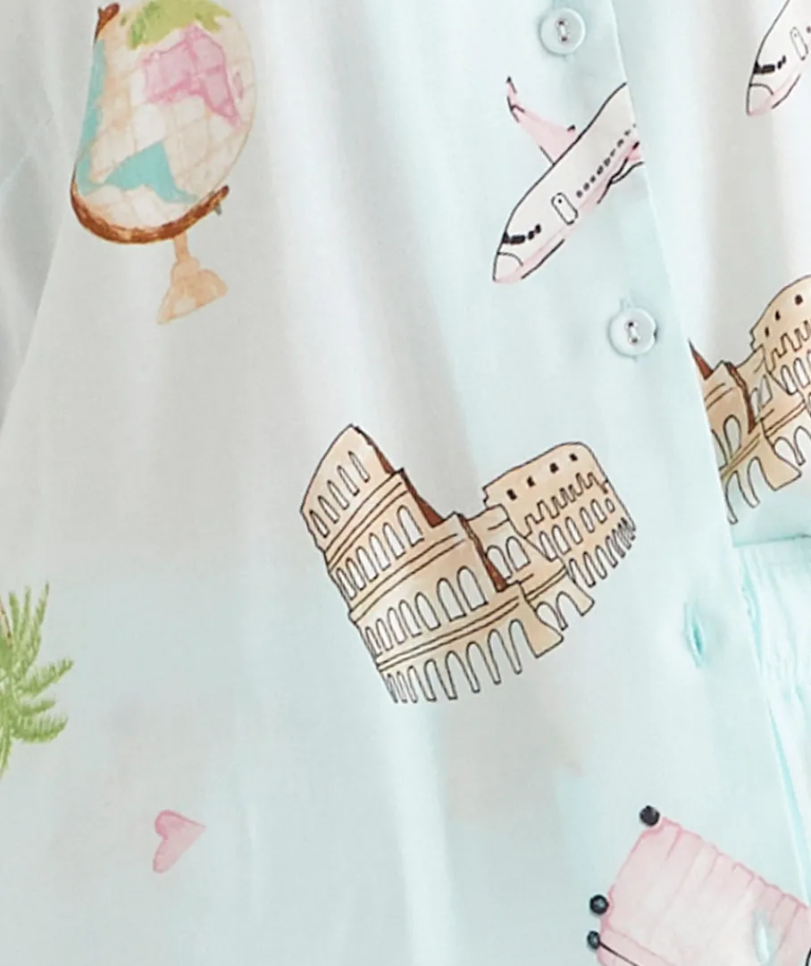 Sussan Pyjama Sets>Jetsetter Travel Short Sleeve Novelty Pyjama Set