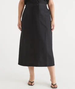Sussan Skirts>Linen Column Midi Skirt