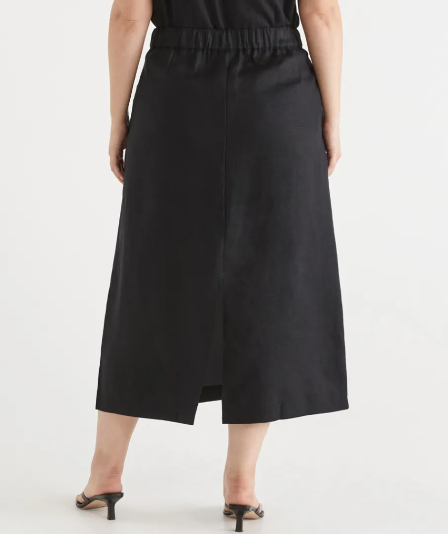 Sussan Skirts>Linen Column Midi Skirt