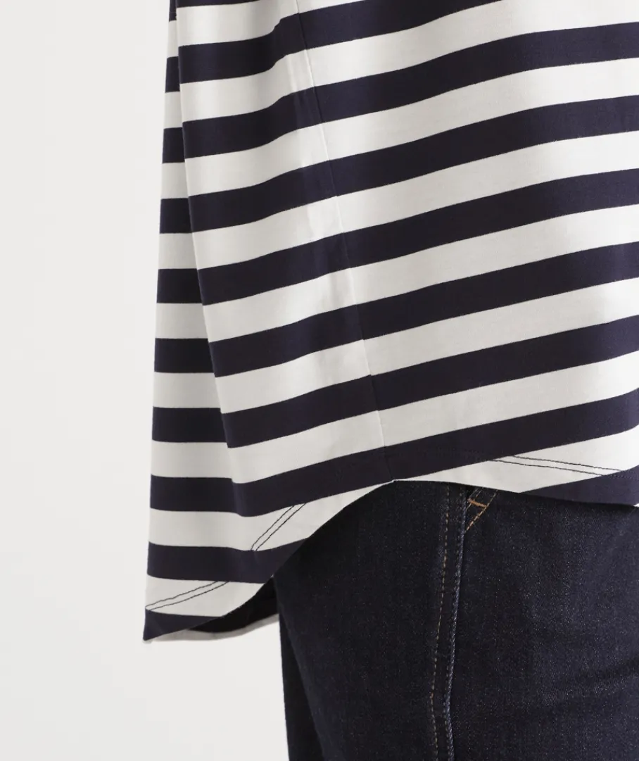 Sussan Tops>Long Sleeve Stripe Pleat Back Top -