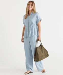 Sussan Pants|Matching Sets>Lyocell Drawstring Wide Leg Pant -
