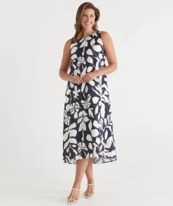 Sussan Dresses>Palm Print Column Maxi Dress