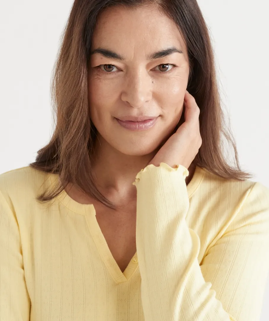 Women Sussan Women's Pyjama Tops>Pointelle Long Sleeve Pyjama Top