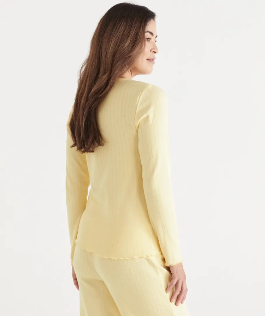 Women Sussan Women's Pyjama Tops>Pointelle Long Sleeve Pyjama Top