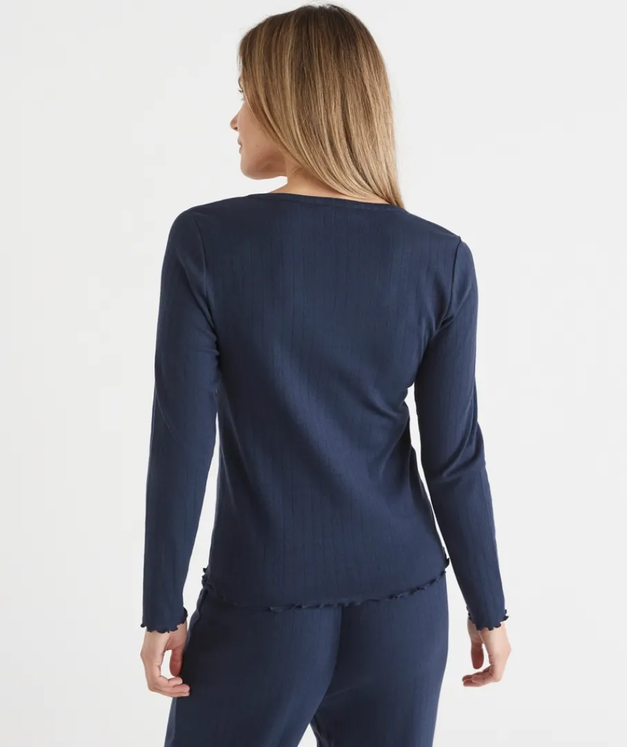 Women Sussan Women's Pyjama Tops>Pointelle Long Sleeve Pyjama Top