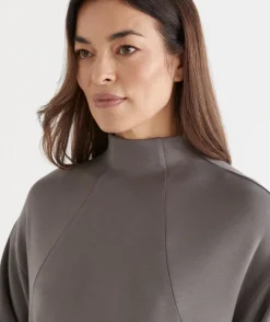 Sussan Tops|Loungewear>Raglan Stretch Jersey High Neck Jumper -