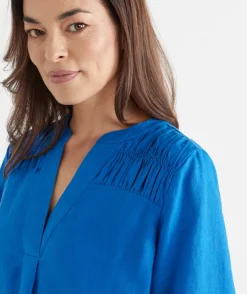 Sussan Dresses>Shirred Shoulder Long Sleeve Dress