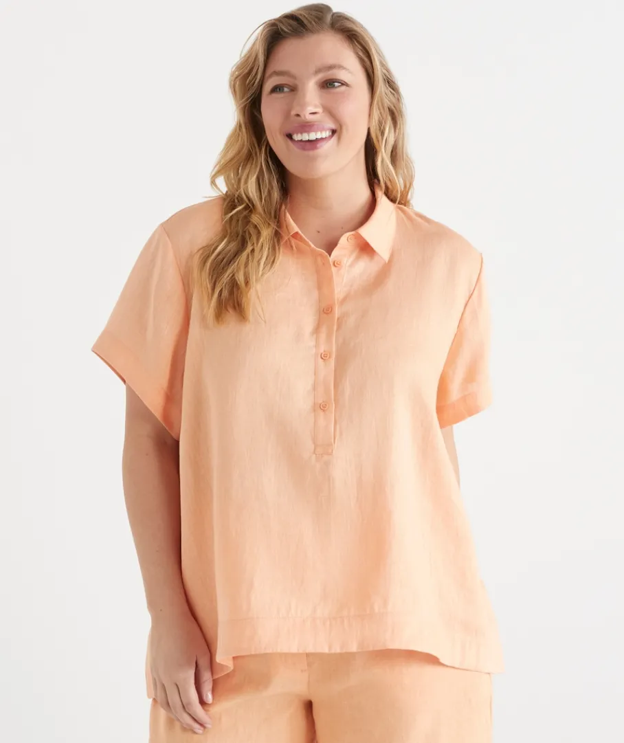 Sussan Tops|Matching Sets>Short Sleeve Button Detail Shirt