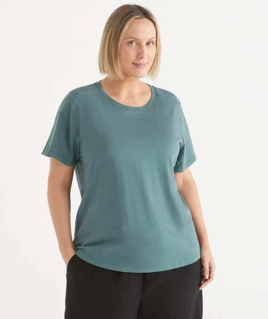 Sussan Tops|T-Shirts>Slub Crew Neck T-Shirt