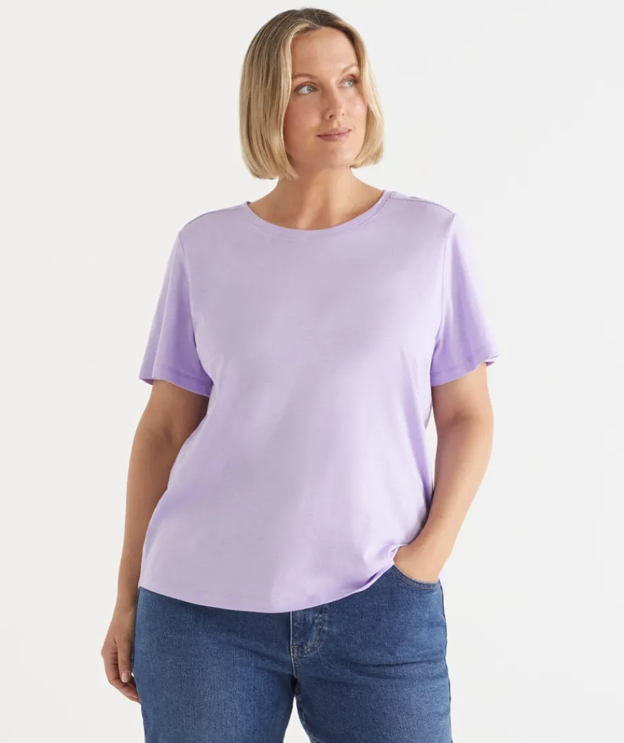 Sussan Tops|T-Shirts>Slub Crew Neck T-Shirt