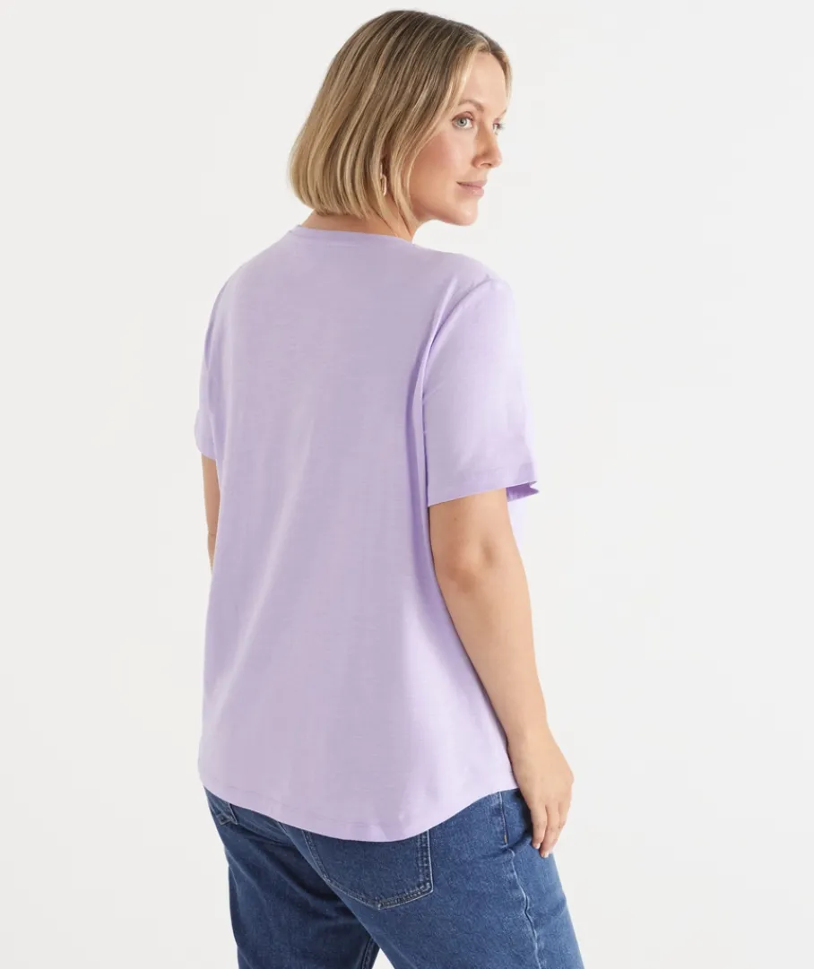 Sussan Tops|T-Shirts>Slub Crew Neck T-Shirt