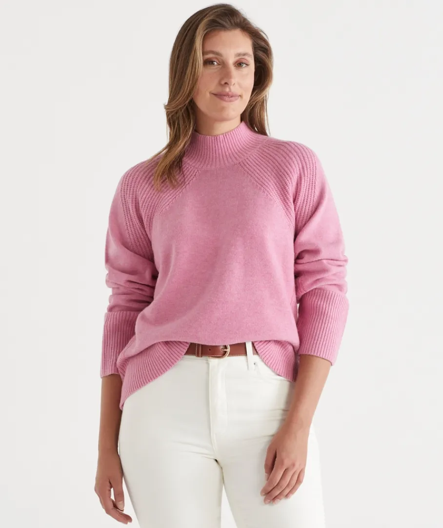 Sussan Tops|Knitwear>Stitch Detail High Neck Jumper