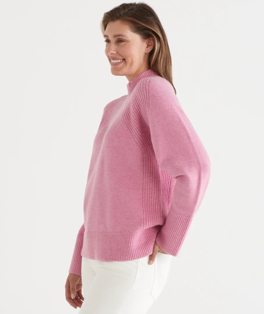 Sussan Tops|Knitwear>Stitch Detail High Neck Jumper