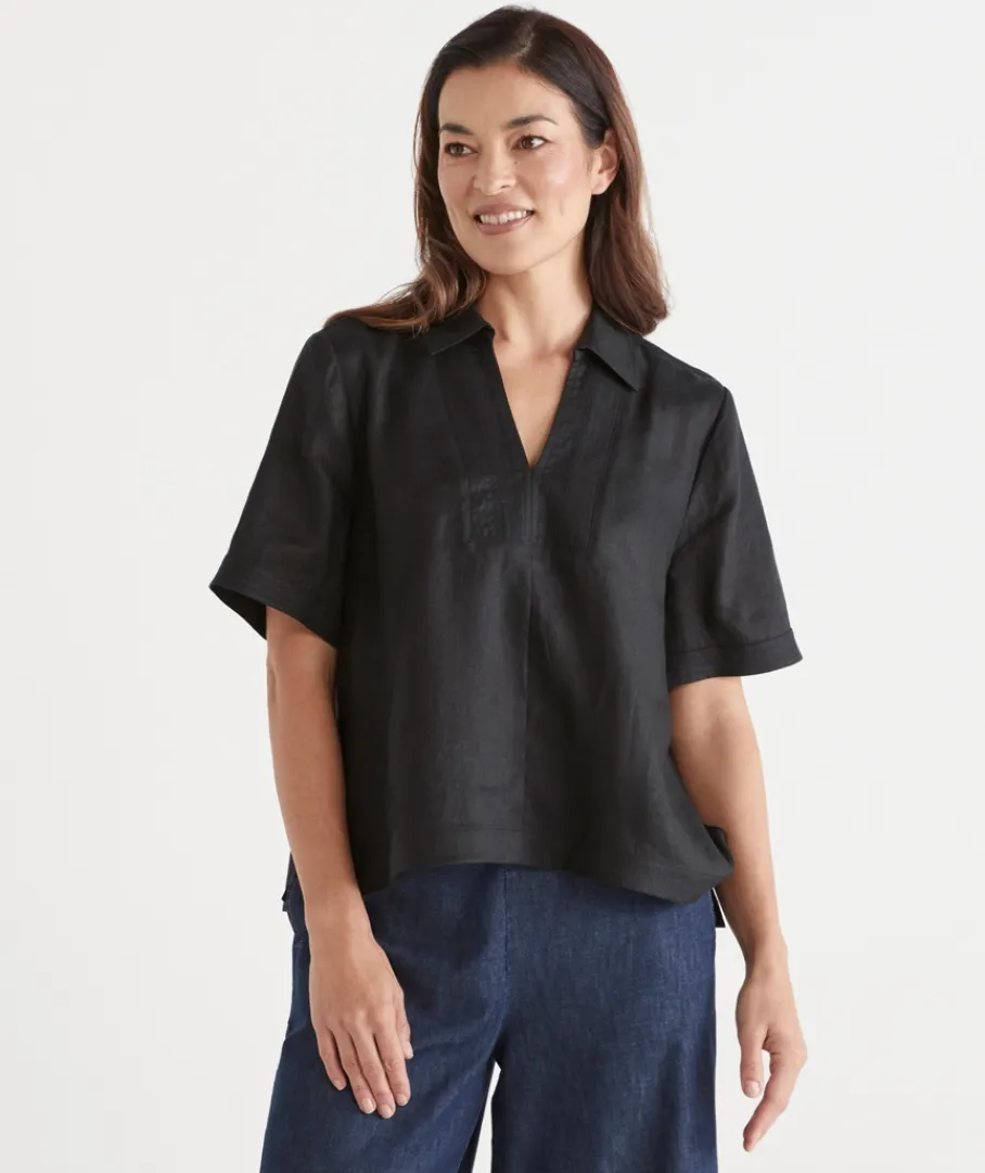 Sussan Tops|Shirts & Blouses>Stitch Detail Short Sleeve Top