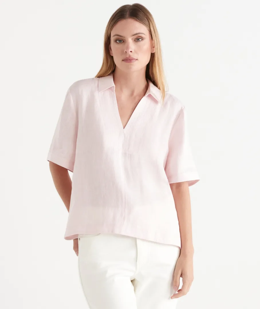 Sussan Tops|Shirts & Blouses>Stitch Detail Short Sleeve Top