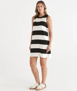 Sussan Dresses|Knitwear>Stripe Knit Shift Dress