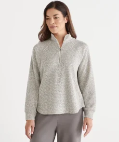 Sussan Tops|Loungewear>Textured Quarter-Zip Top