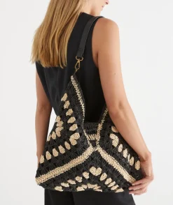 Sussan Bags>Two-Tone Raffia Shoulder Bag